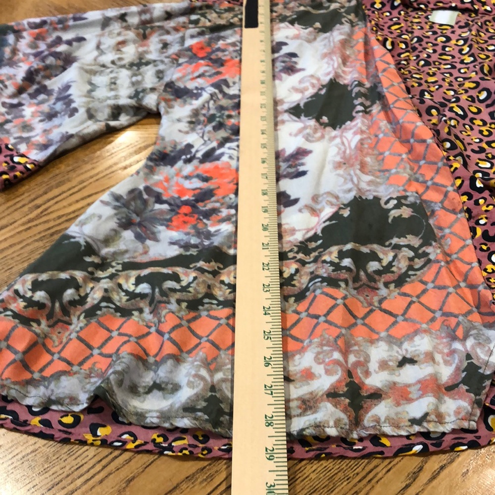 Aratta Silent Journey Boho Multi Print Open Front Kimono Floral & Leopard Print - Picture 9 of 11